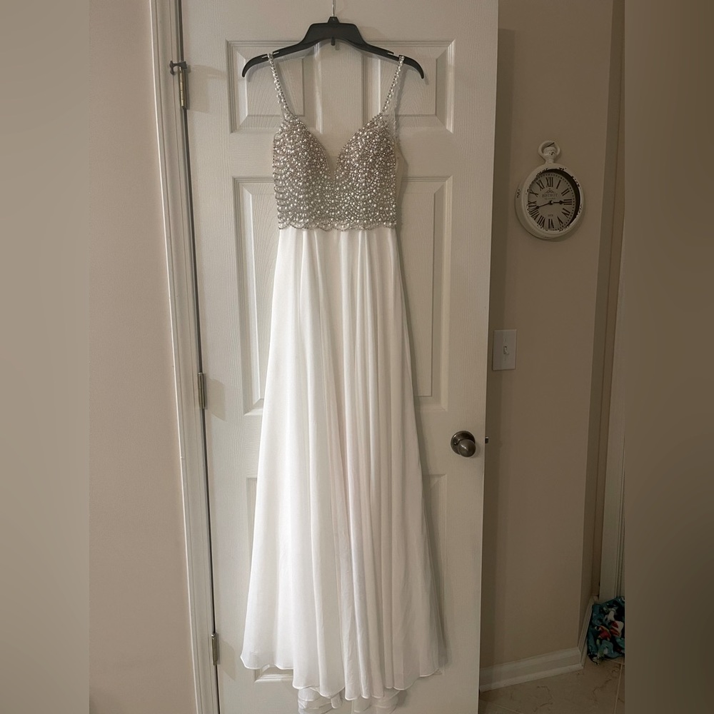 True Love white beaded rhinestone maxi dress